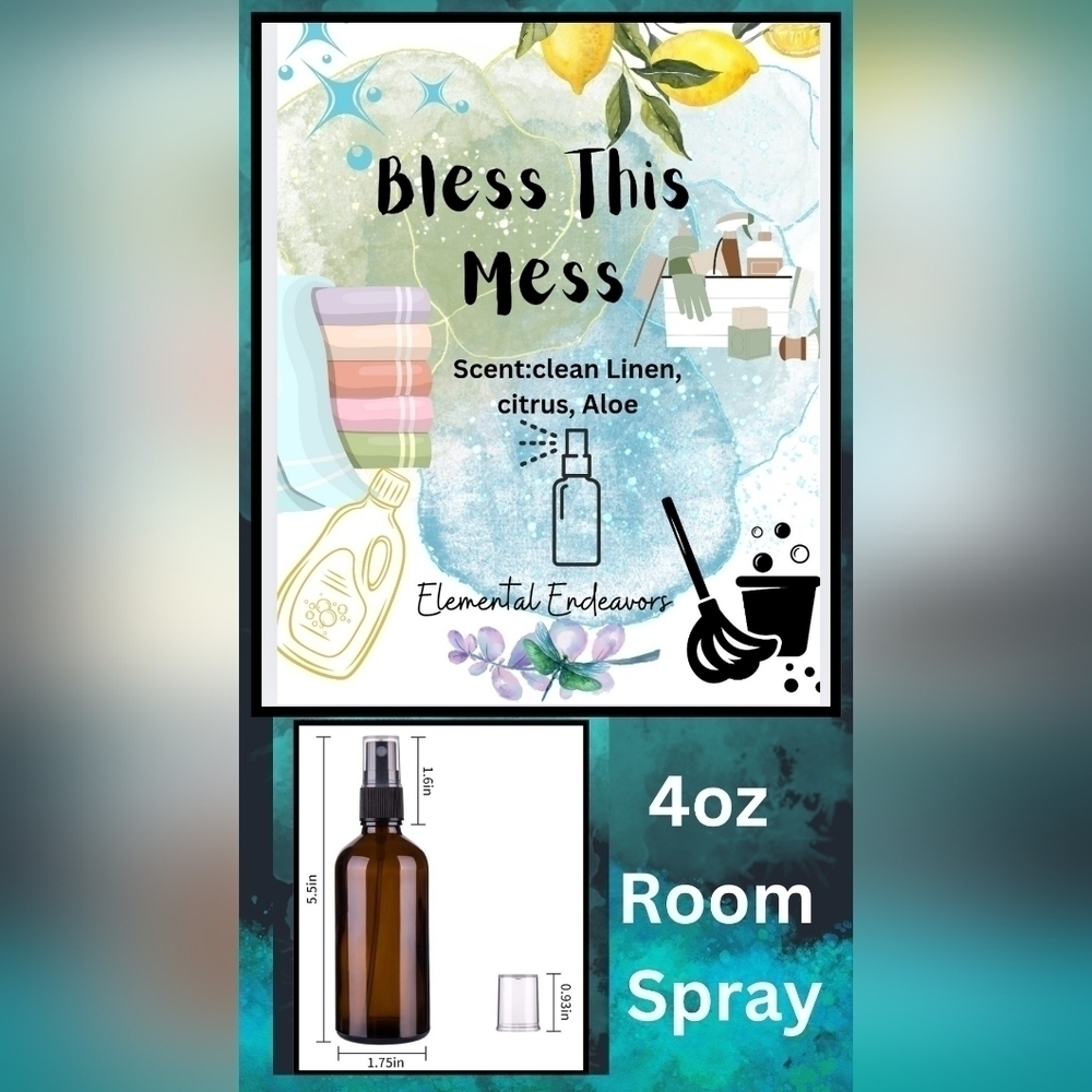 Elemental Endeavors "Bless This Mess" Room Spray Blend 4oz Amber Bottle